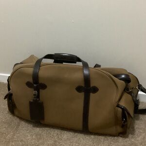 Polo by Ralph Lauren Tan Canvas Duffel with Dark Brown Leather Trim
